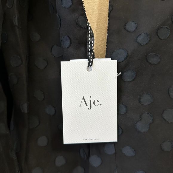 AJE La Piscine Mini Dres Blacks Puff Sleeve Bow Back Party Formal Goth NWT - Picture 15 of 16